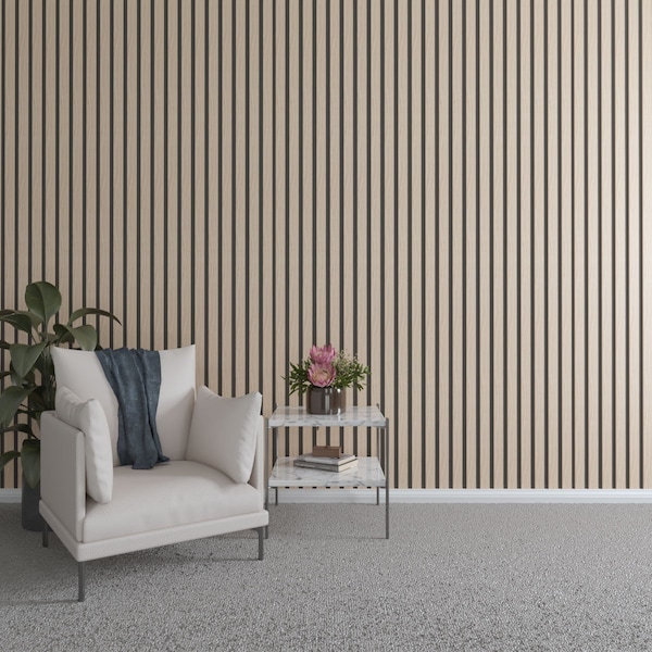 Ekena Millwork 94H x 3/8T Adjustable Wood Slat Wall Panel Kit w/ 2W Slats, Red Oak contains 22 Slats SWW66X94X0375RO - main